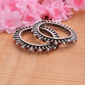 Conjunto de brazalete tradicional de perla oxidada de plata de latón hecho a mano para mujer, conjuntos de joyería étnica para mujer, ropa de boda - Product Image 1