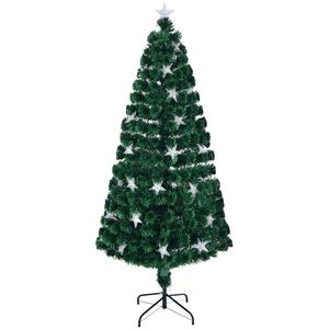 Albero di Natale in Fibra Ottica Pre-Illuminato da 2,1 m con Grandi Stelle e Supporto in Metallo, Abete Verde Artificiale, Materiale Adatto ai Animali Domestici - Product Image 5