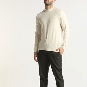 Camiseta de Cuello Alto de Punto para Hombre, Color Crema, Manga Larga, Estilo Casual, Corte Regular - Product Image 5