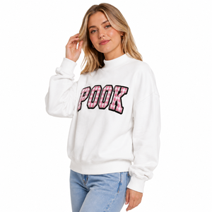 Sudadera con cuello simulado y letras gingham, bordado de apliques, para mujer, oversize, con hombros caídos y letras griegas - Product Image 2