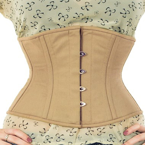 Women <b>Brown</b> Satin Waist Cincher Firm Control <b>Corset</b> Hook-and-Eye Design Shapewear Daily Use - Product Image 6