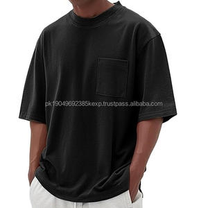 Camiseta Lisa para Hombre, Color Negro, Estilo Hip Hop, Talla Grande, Transpirable, Holgada, para Gimnasio, Ropa Urbana, con Bolsillo en el Pecho - Product Image 1