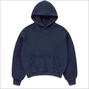 Men's Navy Blue Hooded <b>Zipper</b> <b>Jacket</b> Regular Fit Windproof Casual Solid Color Worsted Eco-Friendly Fleece Outerwear Autumn Wear - Product Image 4