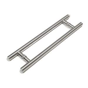 24-Inch Modern <b>Round</b> <b>Bar</b> Ladder Brushed Stainless <b>Steel</b> Sliding Barn Door Handle for 8-12mm Glass & 40-45mm Wood Door - Product Image 3