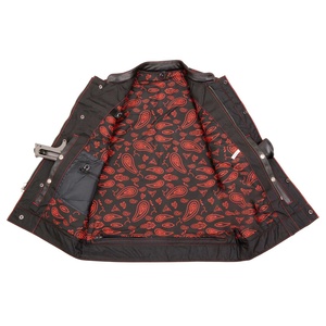 <b>Men's</b> Genuine Leather <b>Vest</b> Stand Collar Moto Biker <b>Waistcoat</b> With Pockets Black Red Stitch Outerwear Quality Wholesale - Product Image 6