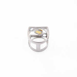 925 Sterling Silver Natural <b>Citrine</b> Blue Topaz <b>Ring</b> Rhodium Plated OEM ODM Fine Jewelry - Product Image 1