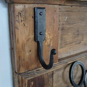 Handcrafted iron <b>wall</b> hanger with hooks for hanging clothes jackets handbags scarves belts towels keys - Product Image 2