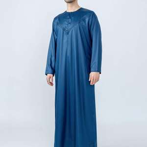 OEM 2025 Vêtements Islamiques Arabes de Dubaï de Haute Qualité pour Hommes, Thawb Jubba à Manches Courtes, Thobes Ethniques Couleur Unie, Thobe Musulman pour Hommes - Product Image 2