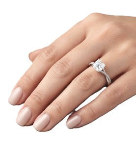 Half Eternity <b>Cushion</b> Round Lab Grown Diamond Ring IGI Certified 10K 14K 18K Solid Gold Engagement Ring Color DEF Clarity VS VVS - Product Image 4