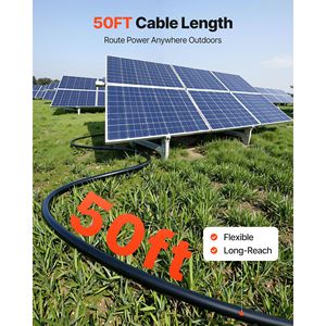 Kit Cavi per Pannelli Solari 50 ft Nero Rosso 10 AWG (6 mm²) Cavo di Prolunga per Pannelli Solari PV in Rame Stagnato per Esterni 50 ft Nero + 50 ft - Product Image 4