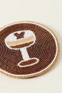 Fashion Heart Design Seed Beadwork <b>Drink</b> <b>Coaster</b> Set Handmade Decorative Coffee Table Protection Mats Home Dining Accessories - Product Image 5