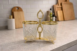 Porte-couverts de luxe en or et verre, idéal pour une organisation élégante des couverts, support pour cuillères et fourchettes, décoration de cuisine et idéal pour offrir. - Product Image 4