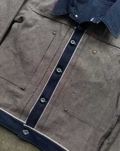 Men Canvas <b>Racer</b> <b>Jacket</b> Workwear Style Turn-down Collar Belt Closure Autumn Solid Color Regular Fit Cotton Bamboo Fiber - Product Image 4