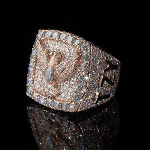 Anillo de compromiso y boda para hombre con diamantes de moissanita, diseño de águila, plata de ley 925, estilo hip hop, joyería llamativa. - Product Image 4