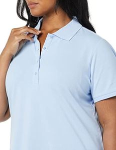 Camiseta Polo de Manga Corta Azul Claro para Mujer, Color Sólido, Casual, Largo Regular, 100% Algodón, Tela Oxford, Camisetas Polo ODM OEM - Product Image 3