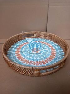 Mother of Pearl Rectangular Serving <b>Tray</b> – Handmade Shell Inlay Decorative <b>Tray</b> for Home Decor Coffee <b>Table</b> Serving OEM ODM - Product Image 6