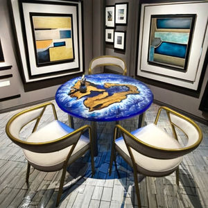 Table à manger rectangulaire moderne en résine et bois d'acacia avec époxy, design étanche pour les célébrations de mariage et d'anniversaire - Product Image 3