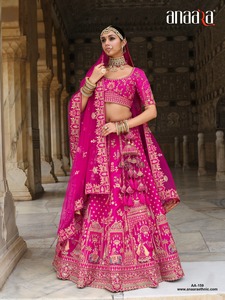 Pink Embroidered Bridal <b>Lehenga</b> Choli with Dupatta Heavy Workmanship Wedding Party Women - Product Image 1