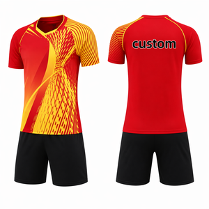 Venta al por Mayor de Camisetas Personalizadas de Fútbol Americano/Soccer, Impresión por Transferencia de Calor, Transpirables, de Secado Rápido, 100% Poliéster, Cuello en V, Manga Corta - Product Image 1