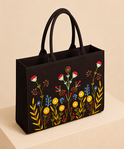 Floral Embroidered Canvas Tote Bag Reusable Durable Women <b>Handbag</b> Large Capacity Shoulder Open Carryall Shopping Beach Travel - Product Image 2