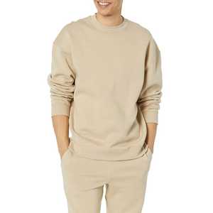 Sudadera Beige de Cuello Redondo para Hombre, Corte Regular, 100% Algodón, Felpa Francesa, Estilo Casual, Color Sólido, para Otoño, Estilo Moderno - Product Image 1