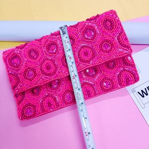 Sac de rangement suspendu fait main en coton 100% perlé, motif floral bohème coloré, élégant, multi-usage, avec sangle chaîne, écologique - Product Image 3