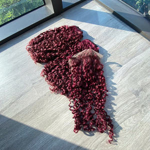 Extensions de cheveux vierges vietnamiennes de qualité supérieure, boucles pixie, teintes de couleur bordeaux, prix de gros - Product Image 4