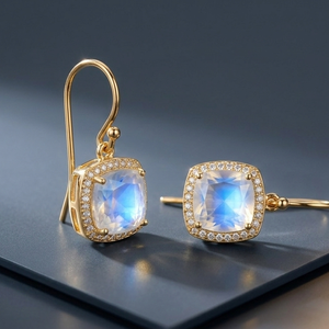 Boucles d'oreilles en argent sterling 925 plaqué or 18 carats avec zircone cubique blanche arc-en-ciel de 10 mm, clous classiques pour femmes - Product Image 2