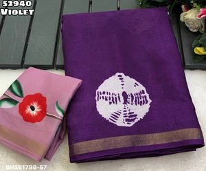 New Arrival Mul Cotton with Bandhani Circle Print & Zari Weaving Border & Big-Floral Printed Pallu <b>Saree</b>-<b>Blouse</b> Woman Fashion - Product Image 6
