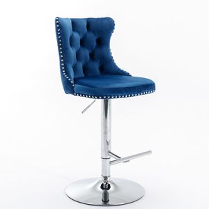 <b>Adjustable</b> Seat Height 25-33 Inch Swivel Velvet Barstools with Comfortable Tufted Backs Chrome Base Home <b>Bar</b> <b>Stools</b> - Product Image 3