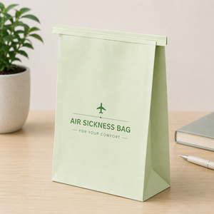 Air Sickness Bag <b>Biodegradable</b> Eco-Friendly Green Kraft <b>Paper</b> Twisted Handles Offset Printing Self Adhesive Seal Disposable Bag - Product Image 3