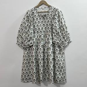 Vestido Casual Midi para Mujer, 100% Algodón Tejido, Estampado Floral, Liso, Manga Corta, Cintura Imperio, Estilo Babydoll, Oversize, Cuello en V, Holgado - Product Image 3