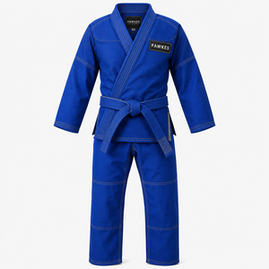 Kimono de karaté bleu Fawkes pour hommes, en coton respirant et durable, vêtements d'arts martiaux pour l'entraînement, prix bas, vente en gros, personnalisation OEM - Product Image 1