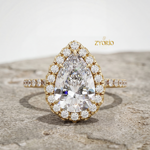 Anillo de Compromiso de Lujo con Diamante Cultivado en Laboratorio en Forma de Pera de 1.81ct, Halo, Plata 925, VS1, EF, Engaste de Garras, Anillo para Boda o Fiesta - Product Image 2