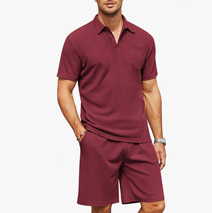 Ensemble Polo et Short 2 Pièces Tenue d'Été Décontractée Survêtement Uni avec Poches Respirant Séchage Rapide Grande Taille Homme Style Urbain - Product Image 3