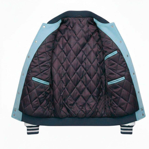 Custom Logo Embroidery Men’s Varsity <b>Jacket</b> With Leather Sleeves Chenille Patch Letterman Baseball <b>Jacket</b> With Ribbed Cuffs Hem - Product Image 5