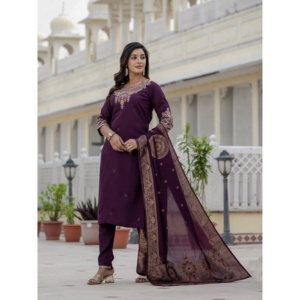 Ensemble Kurti Pantalon Dupatta pour femmes - Tenue élégante en trois pièces - Product Image 6