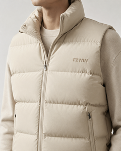 Gilet matelassé noir pour homme F2WIN, col montant, fermeture éclair, coupe-vent, respirant, séchage rapide, vêtement d'extérieur d'hiver, style décontracté, uni - Product Image 3