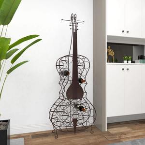 Porte-bouteilles sur pied pour 26 bouteilles, grande silhouette de violoncelle à thème musical, pour la décoration intérieure - Product Image 6