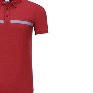 เสื้อโปโลโพลีเอสเตอร์สีแดงสำหรับผู้ชาย พร้อมแถบสะท้อนแสง ระบายอากาศได้ดี เหมาะสำหรับงานแฟชั่นและเครื่องแบบ - Product Image 4