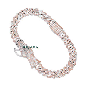 Bracelet chaîne pour homme en argent 925 plaqué rhodium avec moissanite, design épée, micro-pavé, style hip-hop - Product Image 2