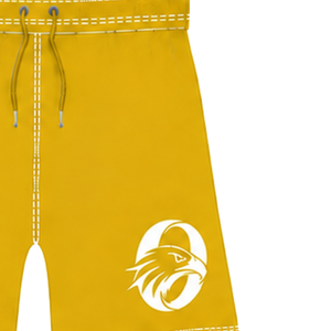 Golden Yellow <b>White</b> Rugby <b>Shorts</b> Drawstring Elastic Waist Contrast Trim Custom Breathable Training Athletic Team Sportswear - Product Image 4