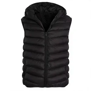 Chaleco Acolchado Negro sin Mangas con Capucha para Hombre, Chaleco Térmico de Poliéster para Invierno - Product Image 1