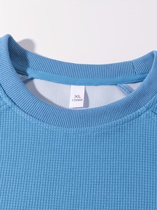 เสื้อสเวตเชิ้ตคอกลมสีน้ำเงินล้วนแบบถัก ปรับแต่งได้สำหรับผู้หญิง สไตล์ลำลอง ทันสมัย ใส่สบาย ระบายอากาศได้ดี - Product Image 3