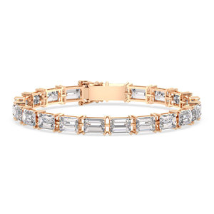 REYES Nouveau Design Bracelets Tennis en Argent Sterling 925 avec Moissanite de 27,3 Carats, Plaqué Or 14K et Rhodium, Fermoir Boîte, Bijoux Délicats - Product Image 3