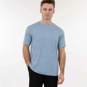 เสื้อยืดลำลองผู้ชายสีฟ้าอ่อน ผ้าฝ้าย แขนสั้น สีพื้น ระบายอากาศได้ดี เหมาะสำหรับใส่ในฤดูร้อน เสื้อยืดผู้ชาย เสื้อยืดแขนสั้น - Product Image 1