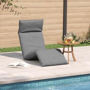 Chaise longue en tissu Oxford gris 100% polyester avec mousse métallique durable et confortable - Product Image 3