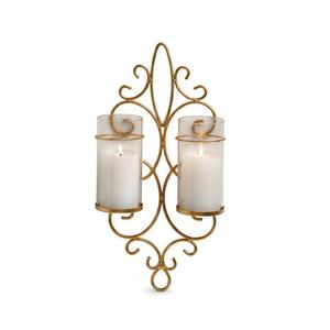 Fancy Gold Metal <b>Wall</b> Candle Sconces Set Of 2 Decorative Hanging <b>Wall</b> Mounted Candle Holders <b>For</b> Living Room <b>Bedroom</b> Home Decor - Product Image 5