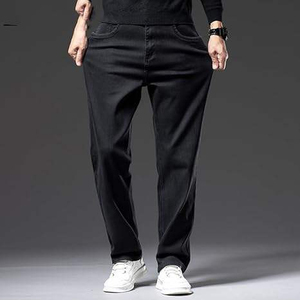 Nouveau Jean en Coton Noir Coupe Droite Taille Moyenne pour Homme Grande Taille 2026 – Pantalon Décontracté Ample à Braguette Boutonnée - Product Image 4