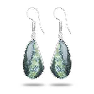 Boucles d'oreilles pendantes en jaspe zèbre vert argenté, pierre de guérison, design ovale, best-seller, pour fêtes et événements - Product Image 6